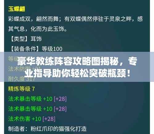 豪华教练阵容攻略图揭秘，专业指导助你轻松突破瓶颈！