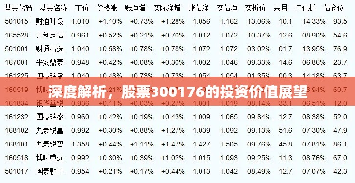 深度解析,股票300176的投资价值展望