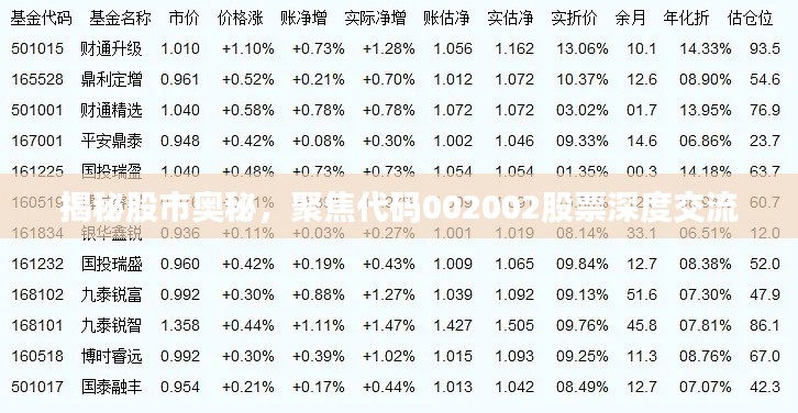 揭秘股市奥秘，聚焦代码002002股票深度交流